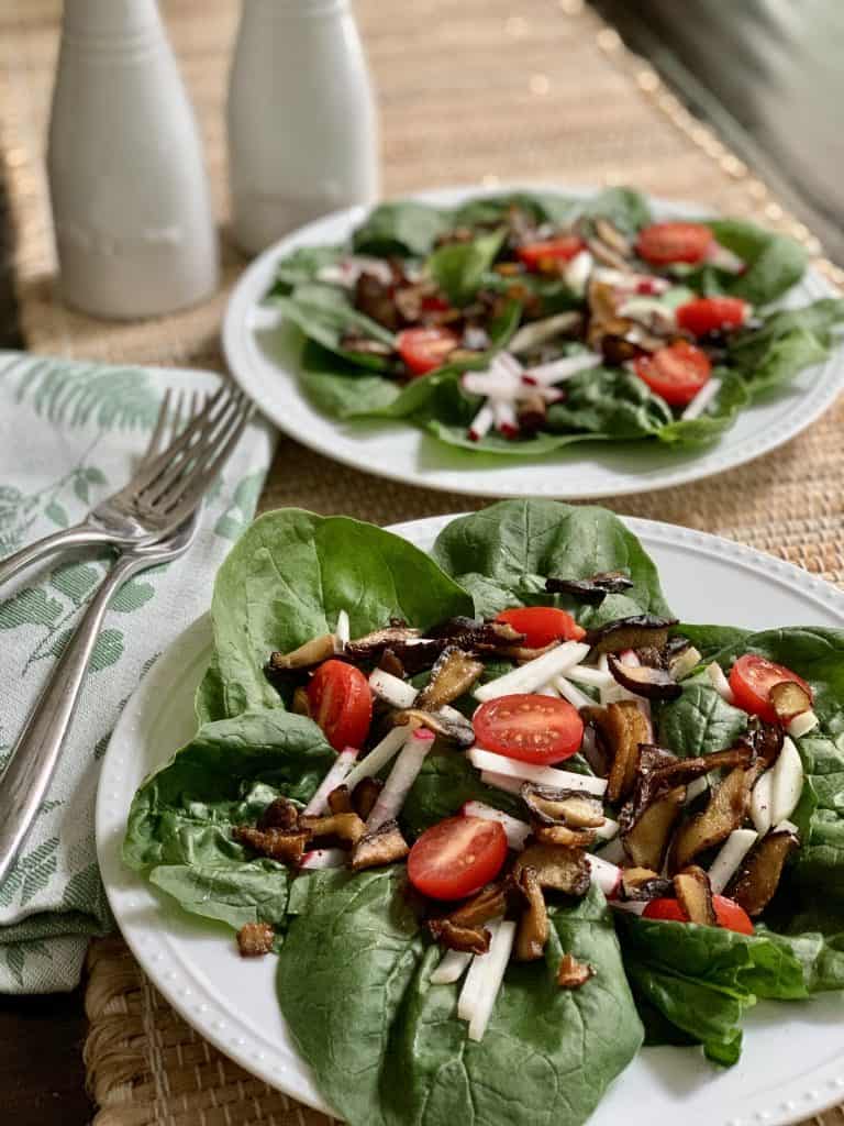 Spinach Salad prepared & plated