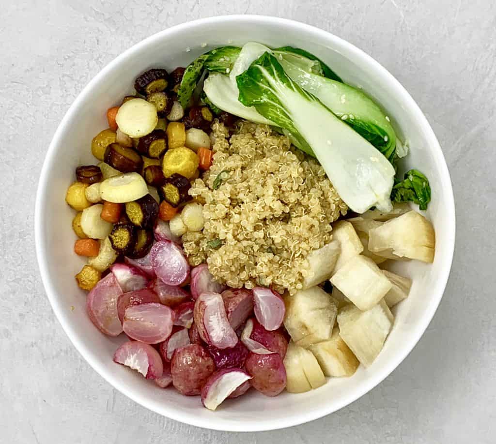 Quinoa Buddha Bowl with roasted vegetables without garnishes